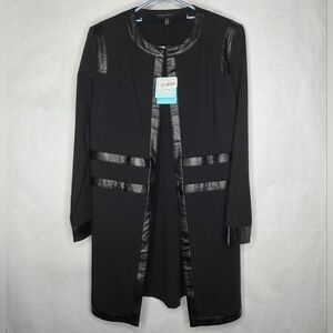 Ming Wang Black Jacket with Faux Leather Trim